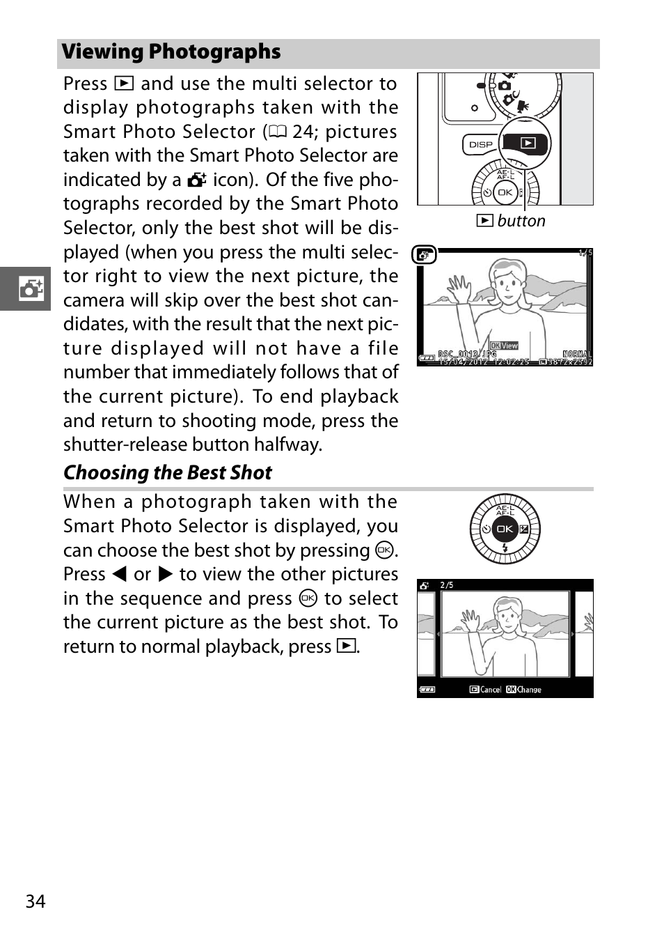 Viewing photographs | Nikon J2 User Manual | Page 36 / 96