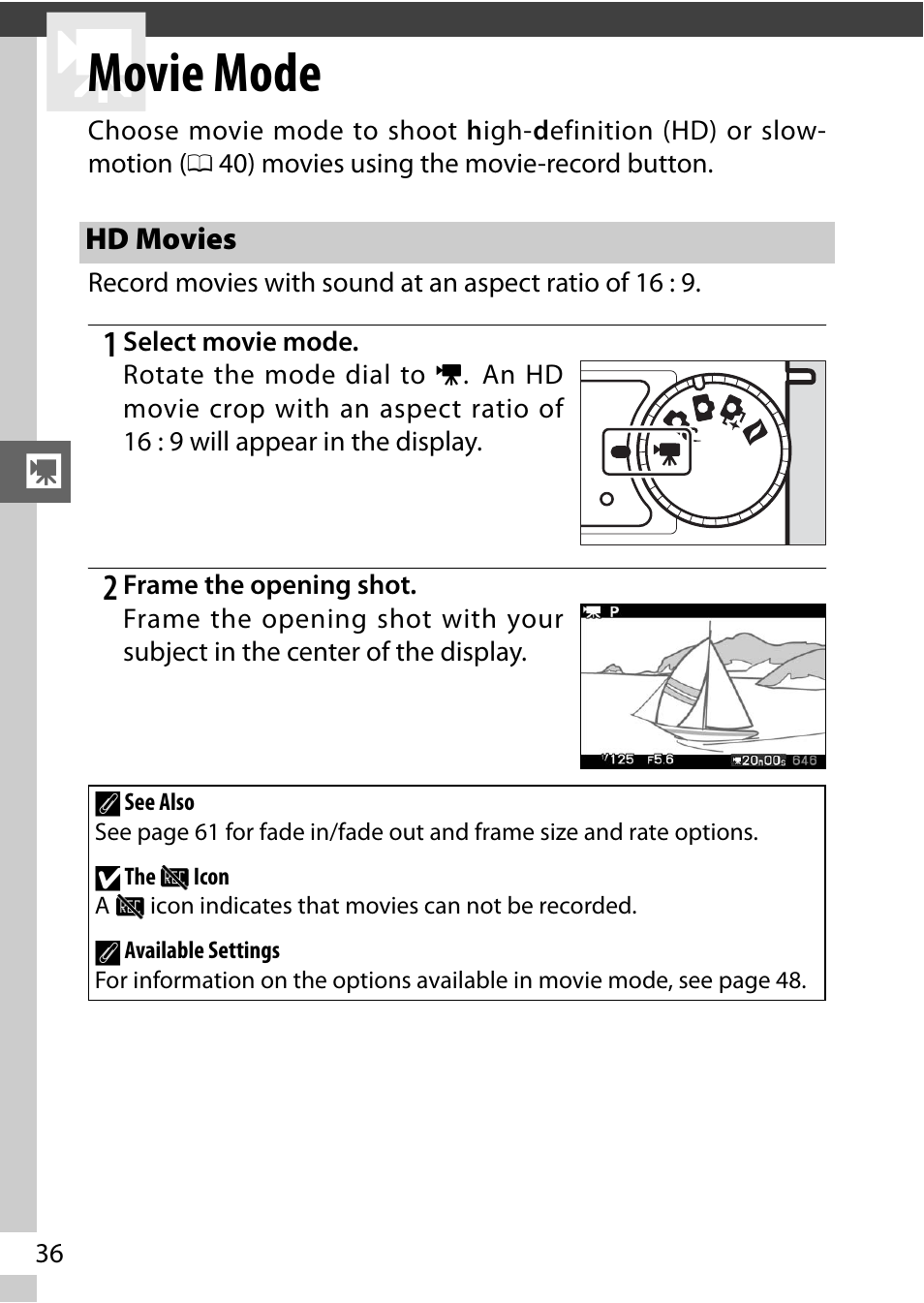 Movie mode, Hd movies | Nikon J2 User Manual | Page 38 / 96