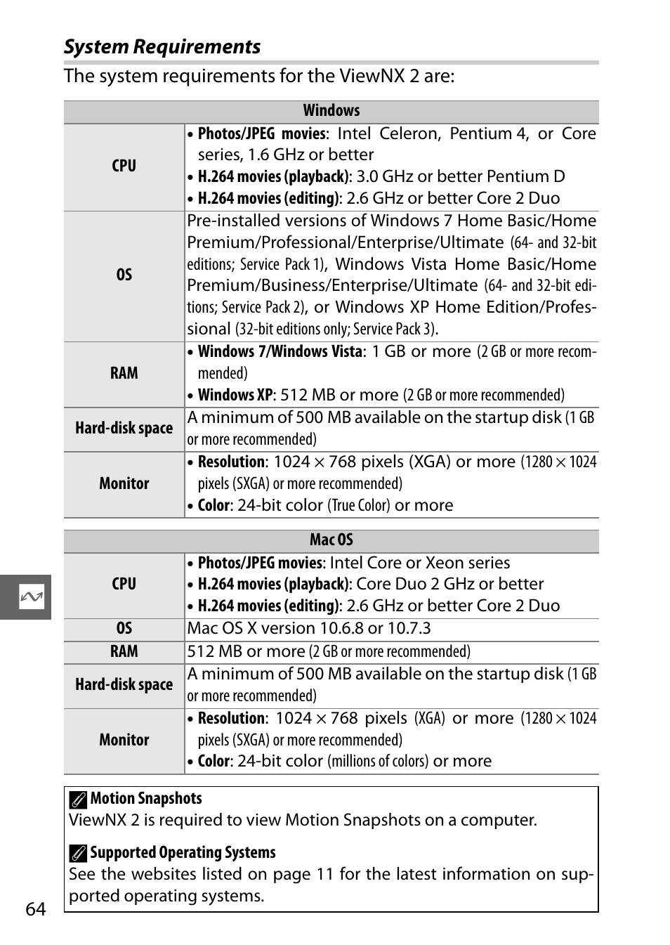 System requirements | Nikon J2 User Manual | Page 66 / 96