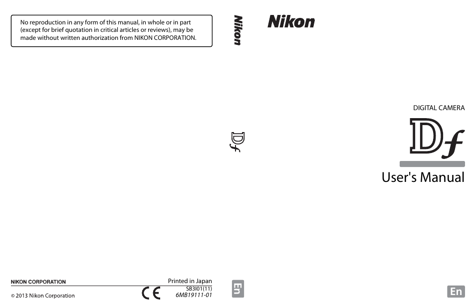 Nikon Df User Manual | 396 pages