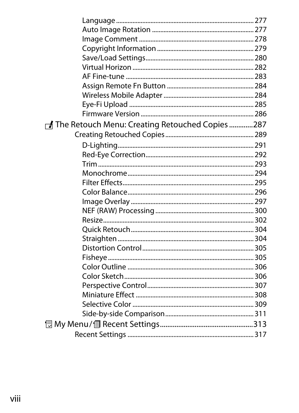 Viii | Nikon Df User Manual | Page 10 / 396