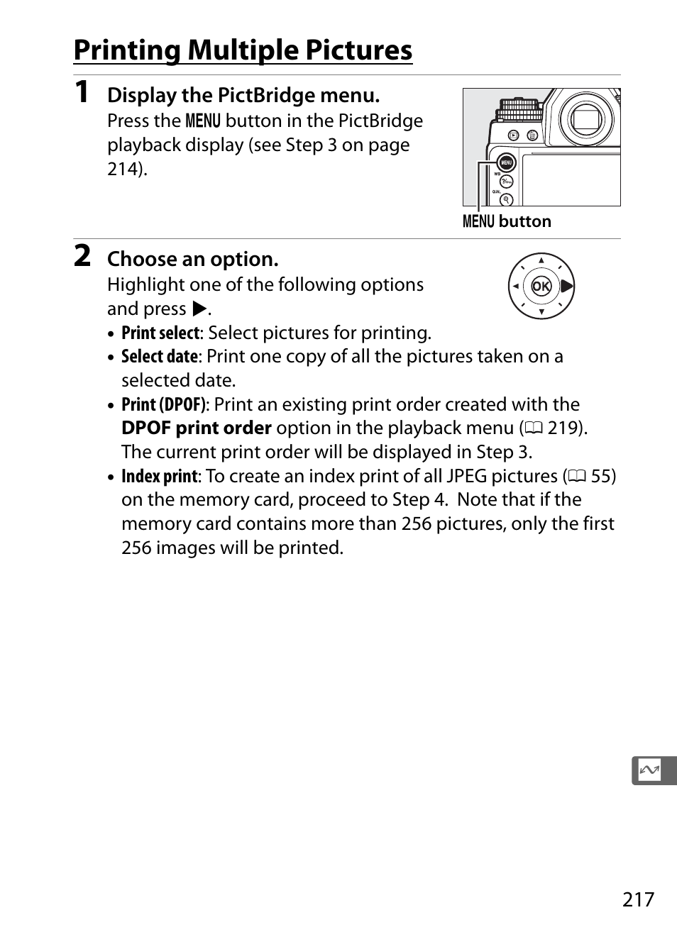 Printing multiple pictures | Nikon Df User Manual | Page 237 / 396
