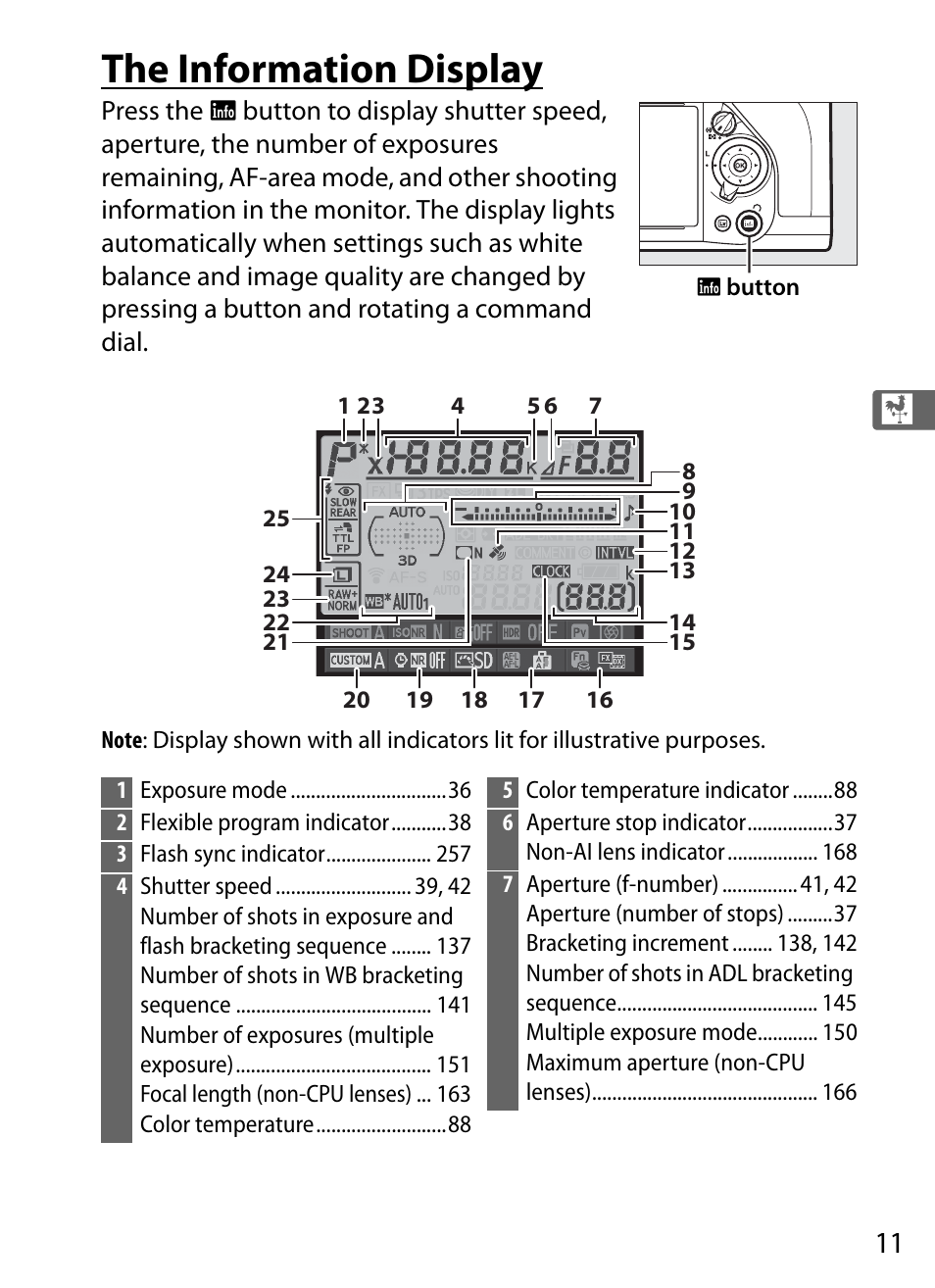 The information display | Nikon Df User Manual | Page 31 / 396