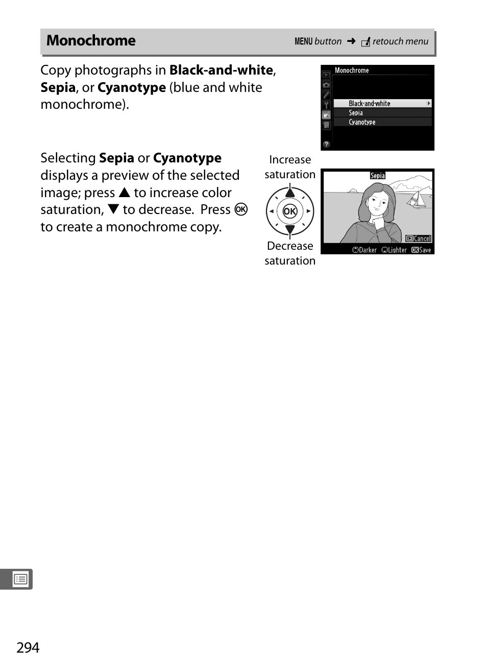 Monochrome | Nikon Df User Manual | Page 314 / 396