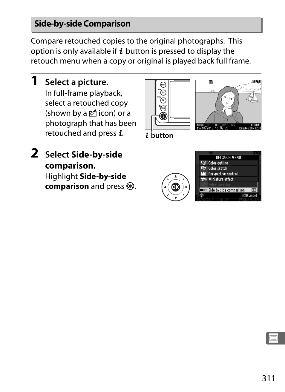 Side-by-side comparison | Nikon Df User Manual | Page 331 / 396