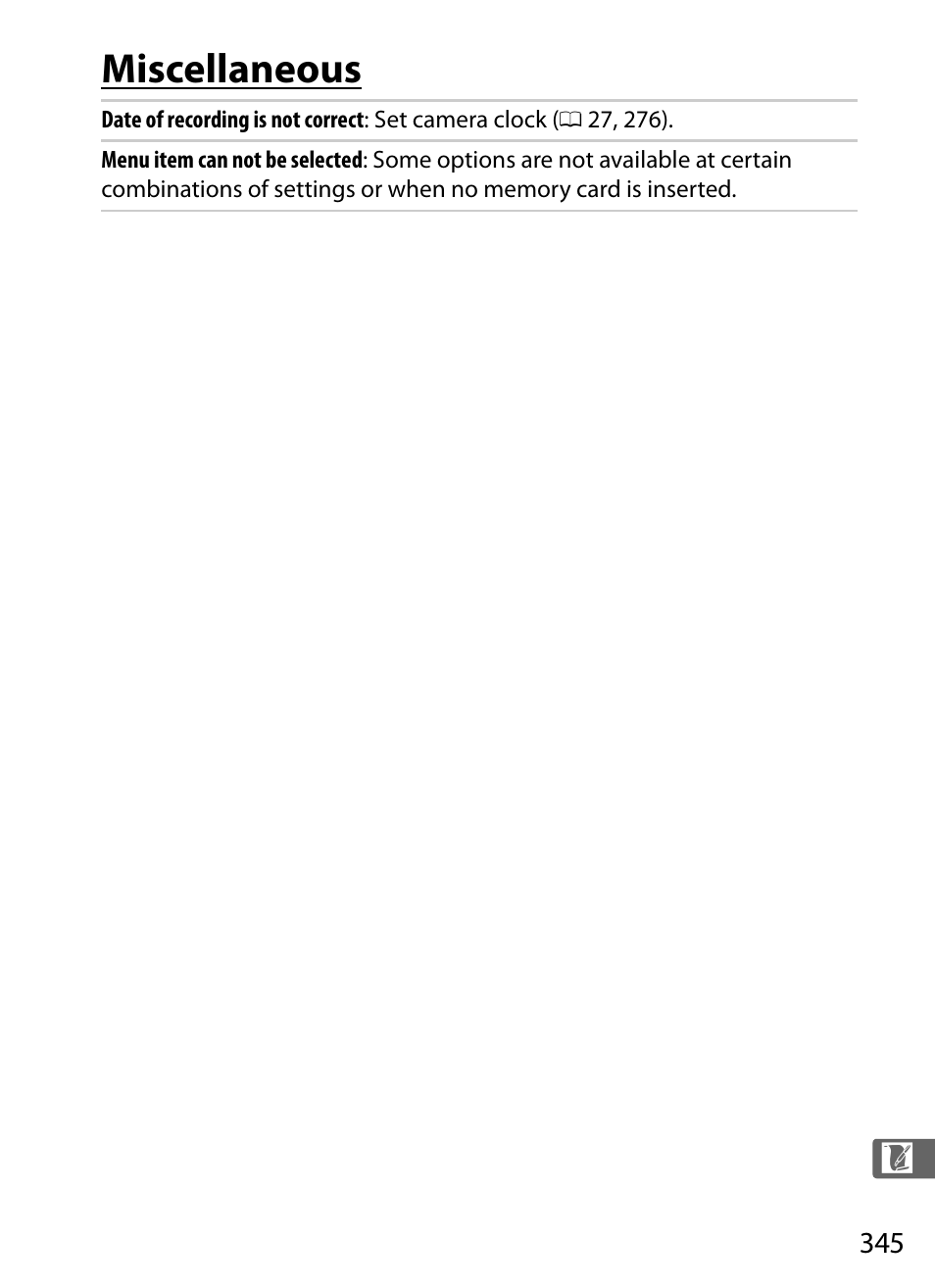 Miscellaneous | Nikon Df User Manual | Page 365 / 396