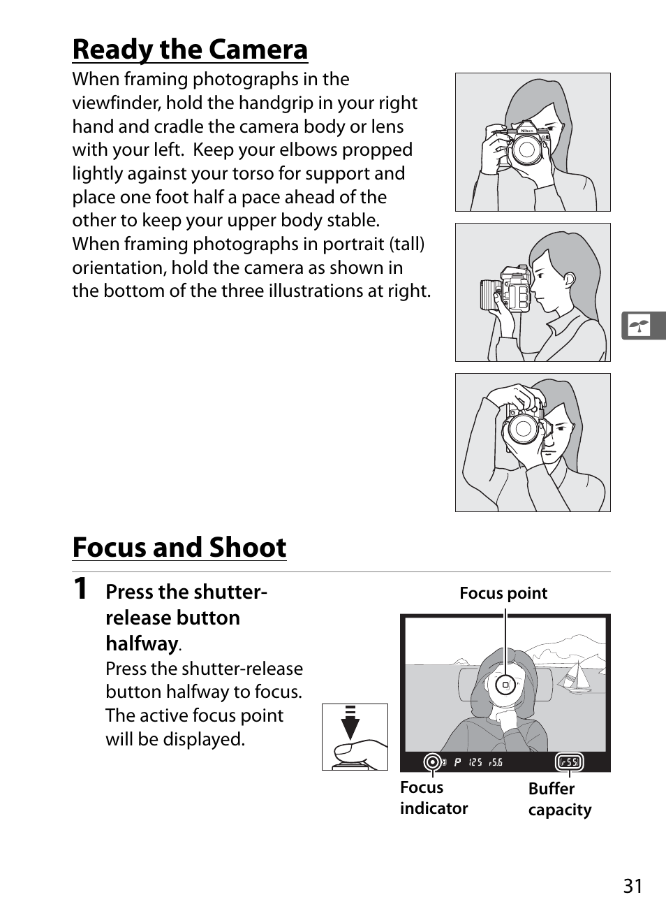 Ready the camera, Focus and shoot | Nikon Df User Manual | Page 51 / 396