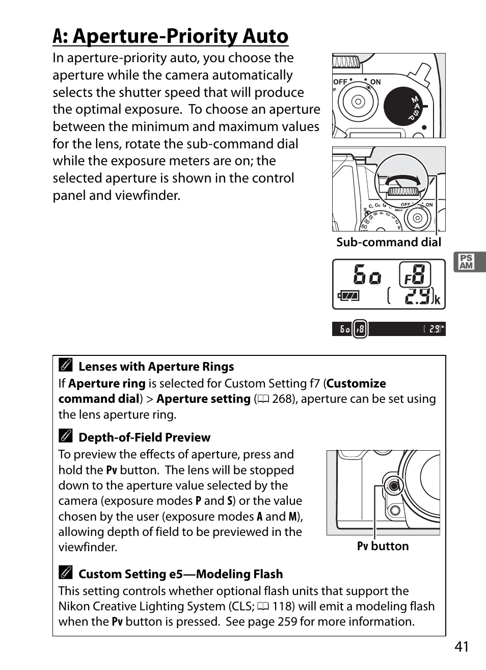 A: aperture-priority auto | Nikon Df User Manual | Page 61 / 396