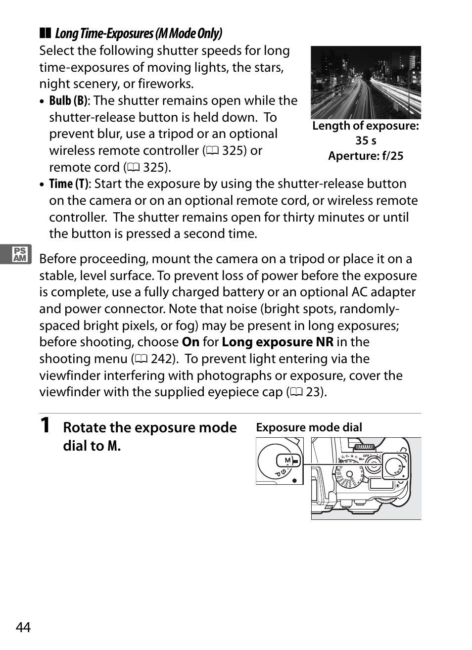 Long time-exposures (m mode only) | Nikon Df User Manual | Page 64 / 396