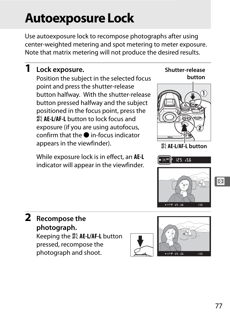 Autoexposure lock | Nikon Df User Manual | Page 97 / 396