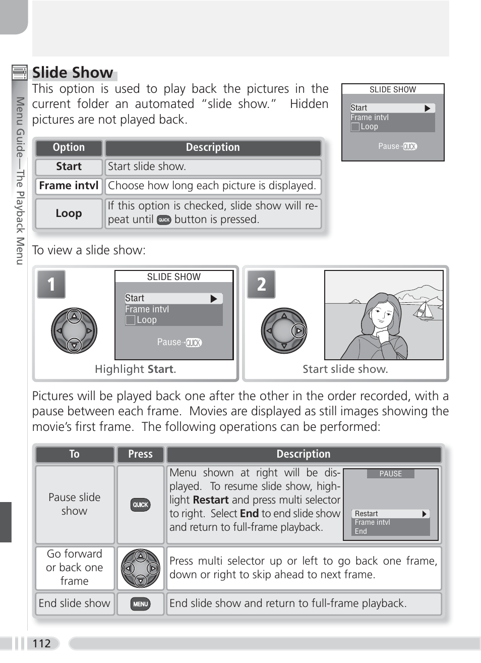 Slide show | Nikon 8700 User Manual | Page 122 / 164