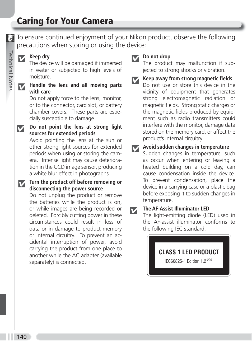 Caring for your camera | Nikon 8700 User Manual | Page 150 / 164