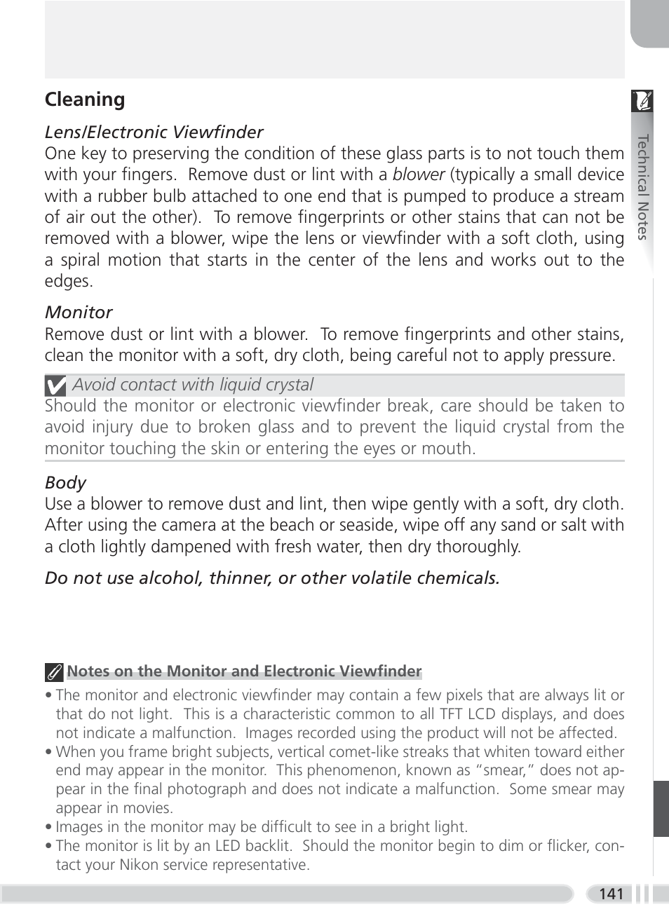 Cleaning | Nikon 8700 User Manual | Page 151 / 164