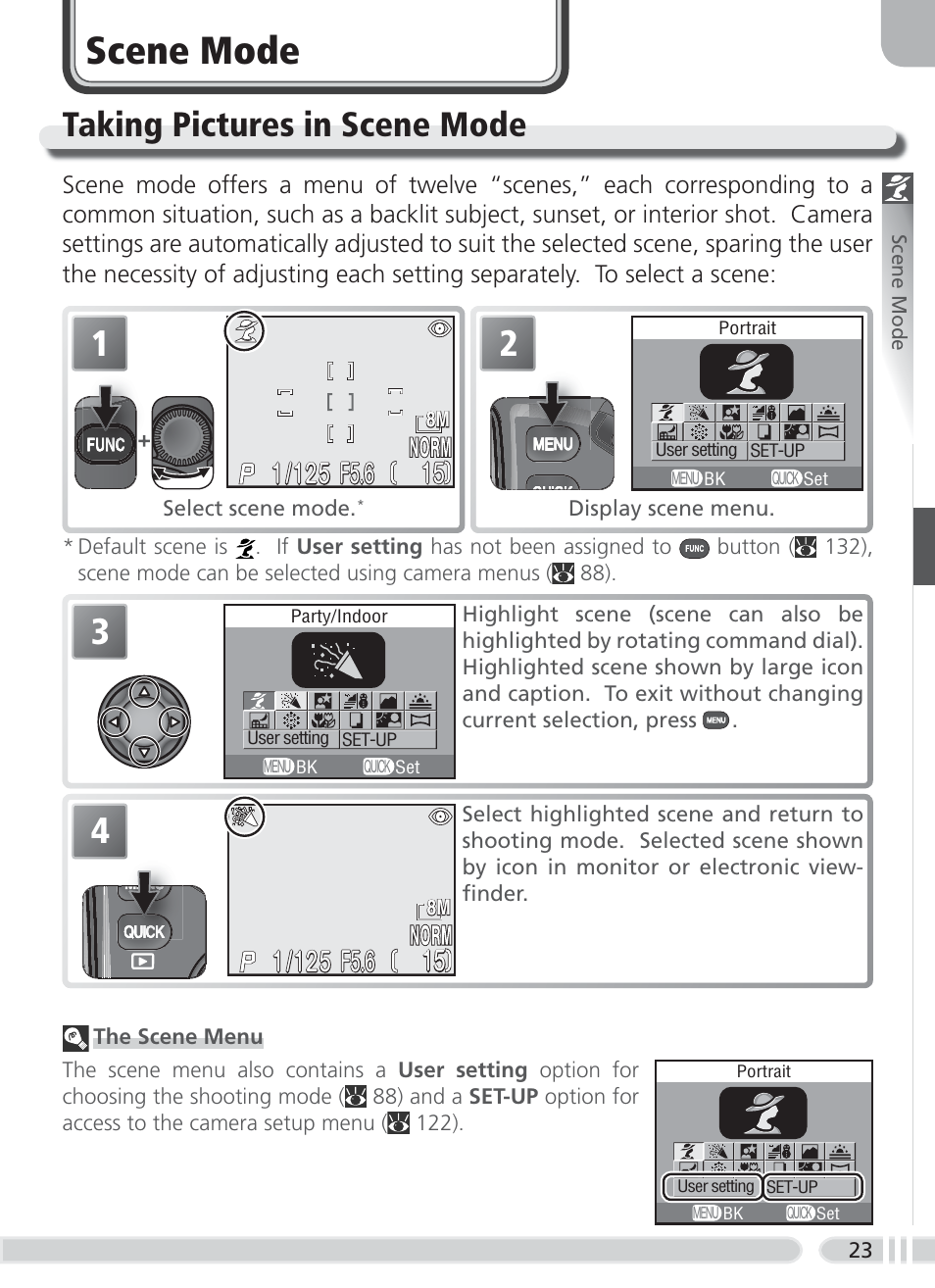 Scene mode, Taking pictures in scene mode, F5.6 | Nikon 8700 User Manual | Page 33 / 164