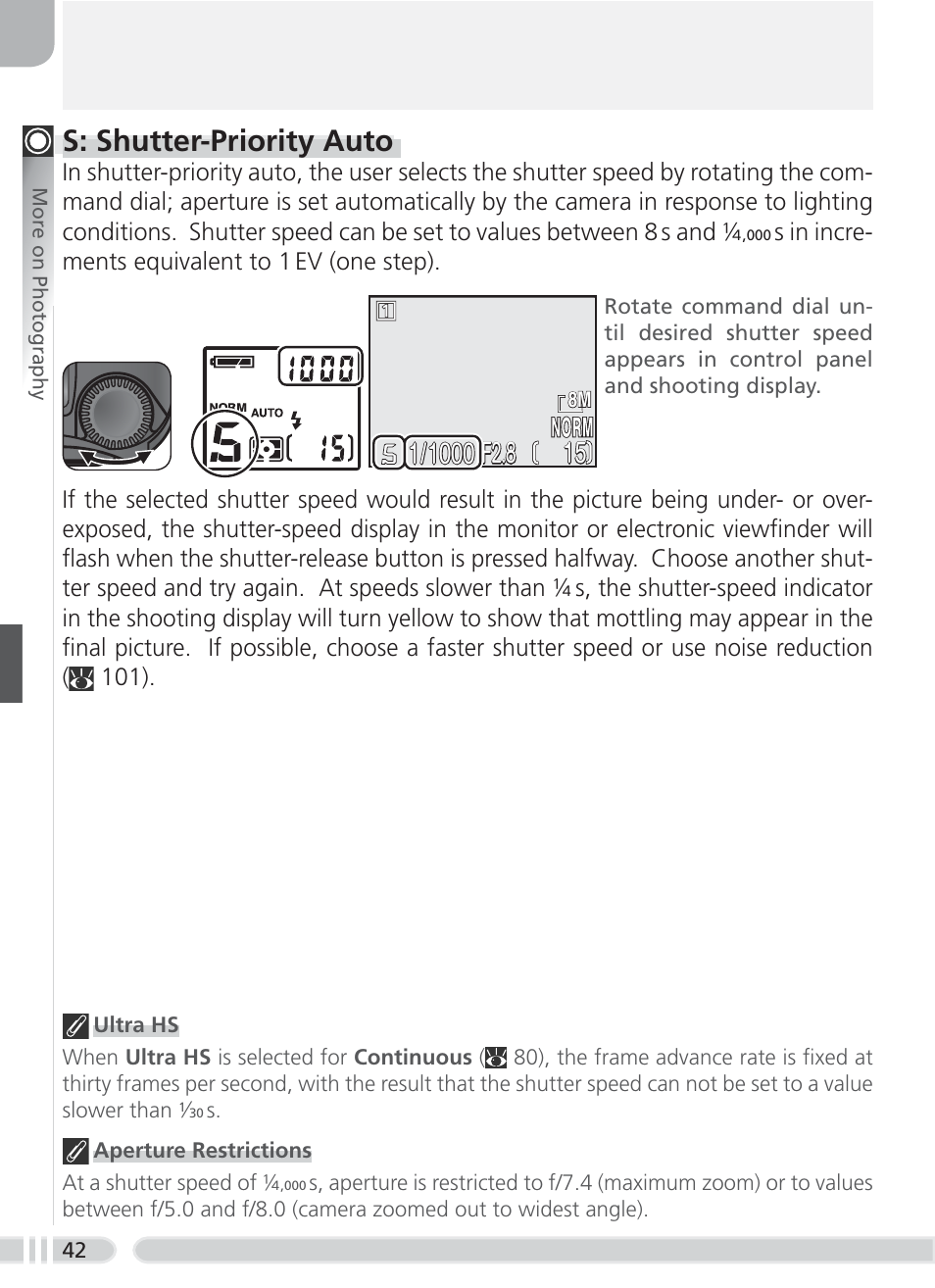 S: shutter-priority auto, F2.8 | Nikon 8700 User Manual | Page 52 / 164