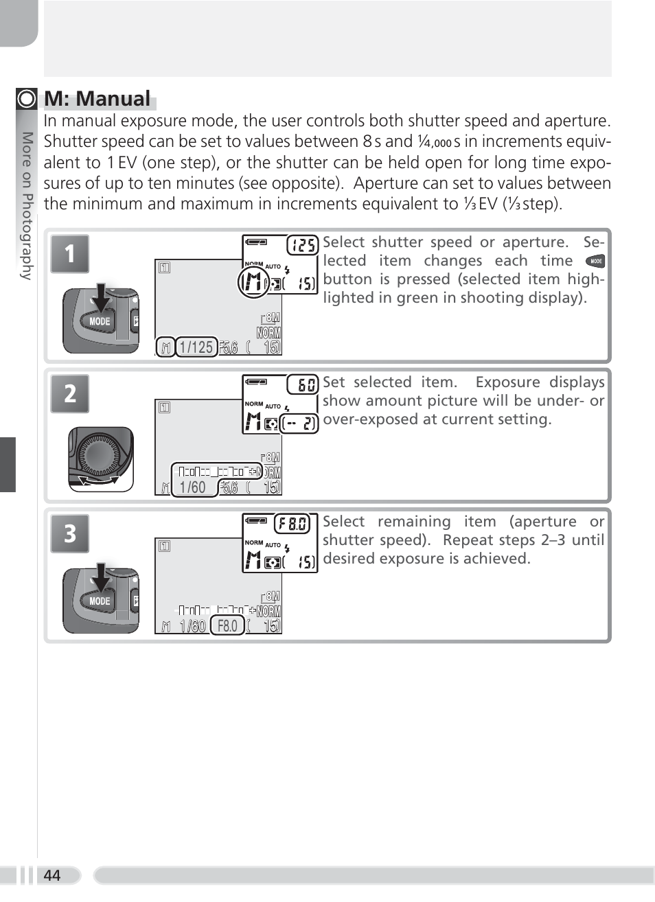 M: manual | Nikon 8700 User Manual | Page 54 / 164