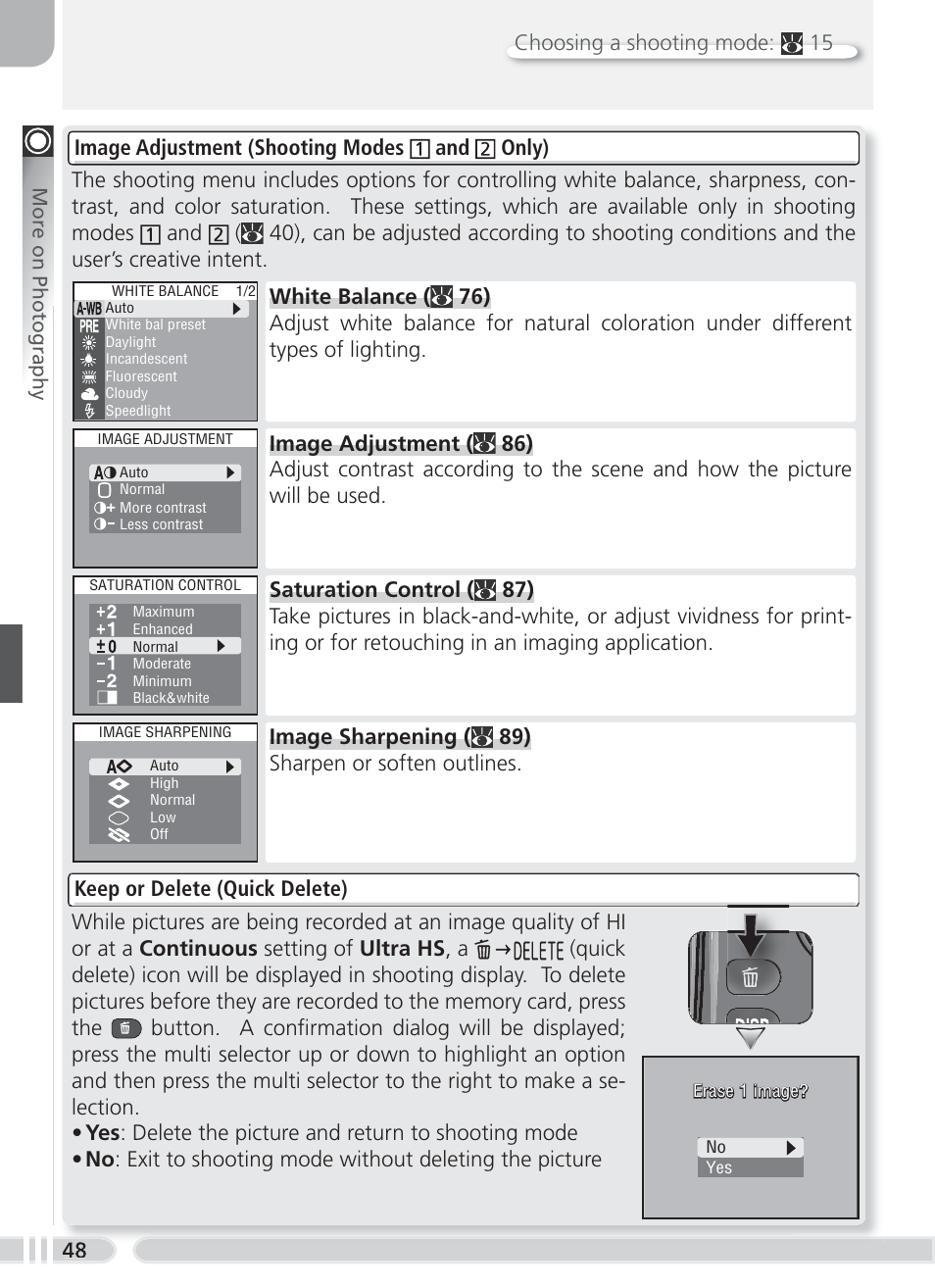 Choosing a shooting mode: 15 | Nikon 8700 User Manual | Page 58 / 164