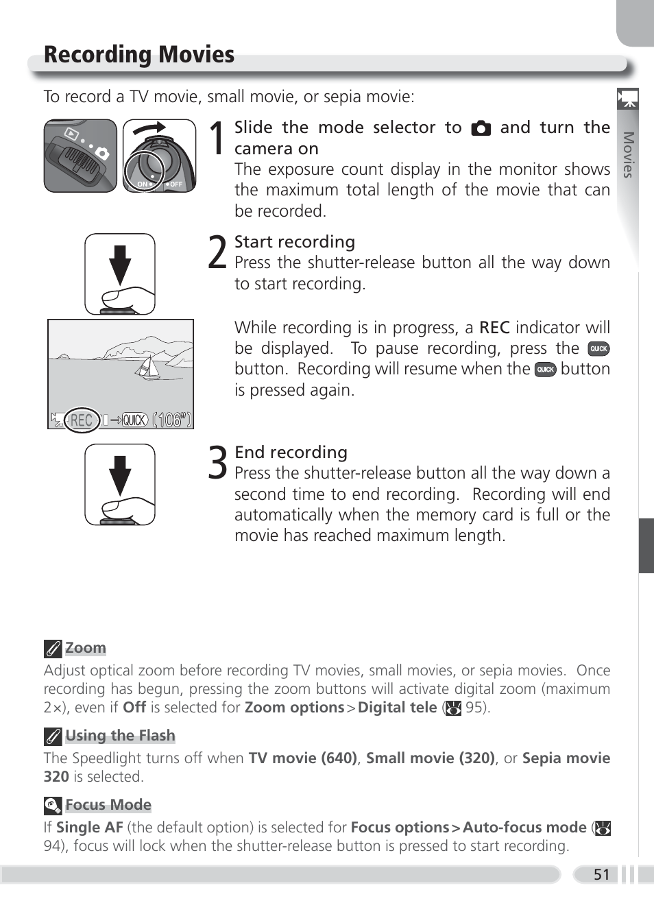 Recording movies | Nikon 8700 User Manual | Page 61 / 164