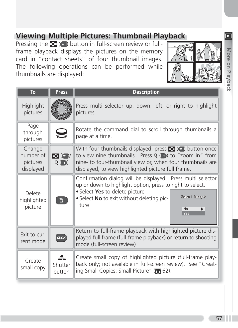 Viewing multiple pictures:thumbnail playback, Viewing multiple pictures: thumbnail playback | Nikon 8700 User Manual | Page 67 / 164