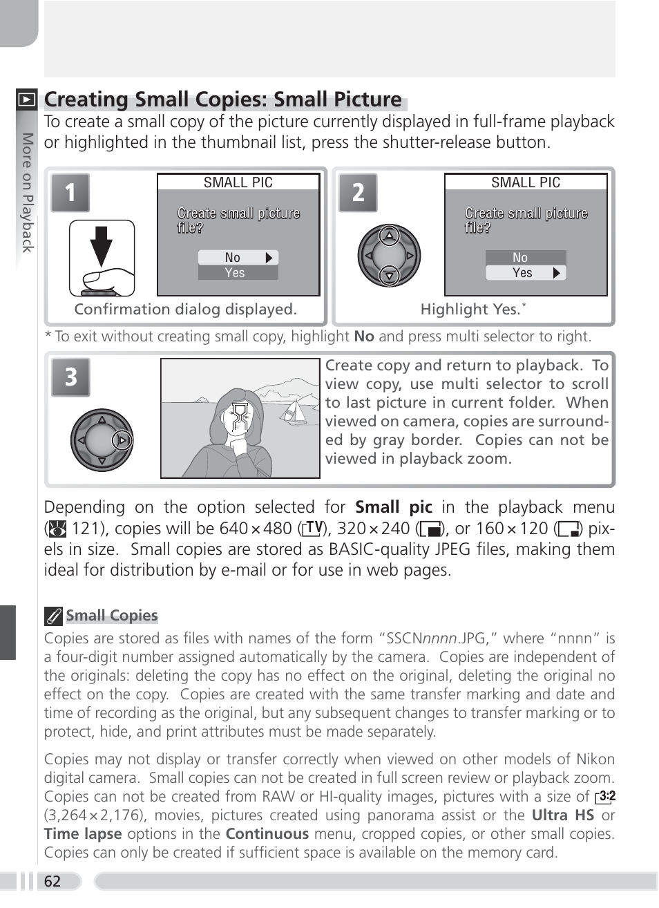 Creating small copies: small picture | Nikon 8700 User Manual | Page 72 / 164