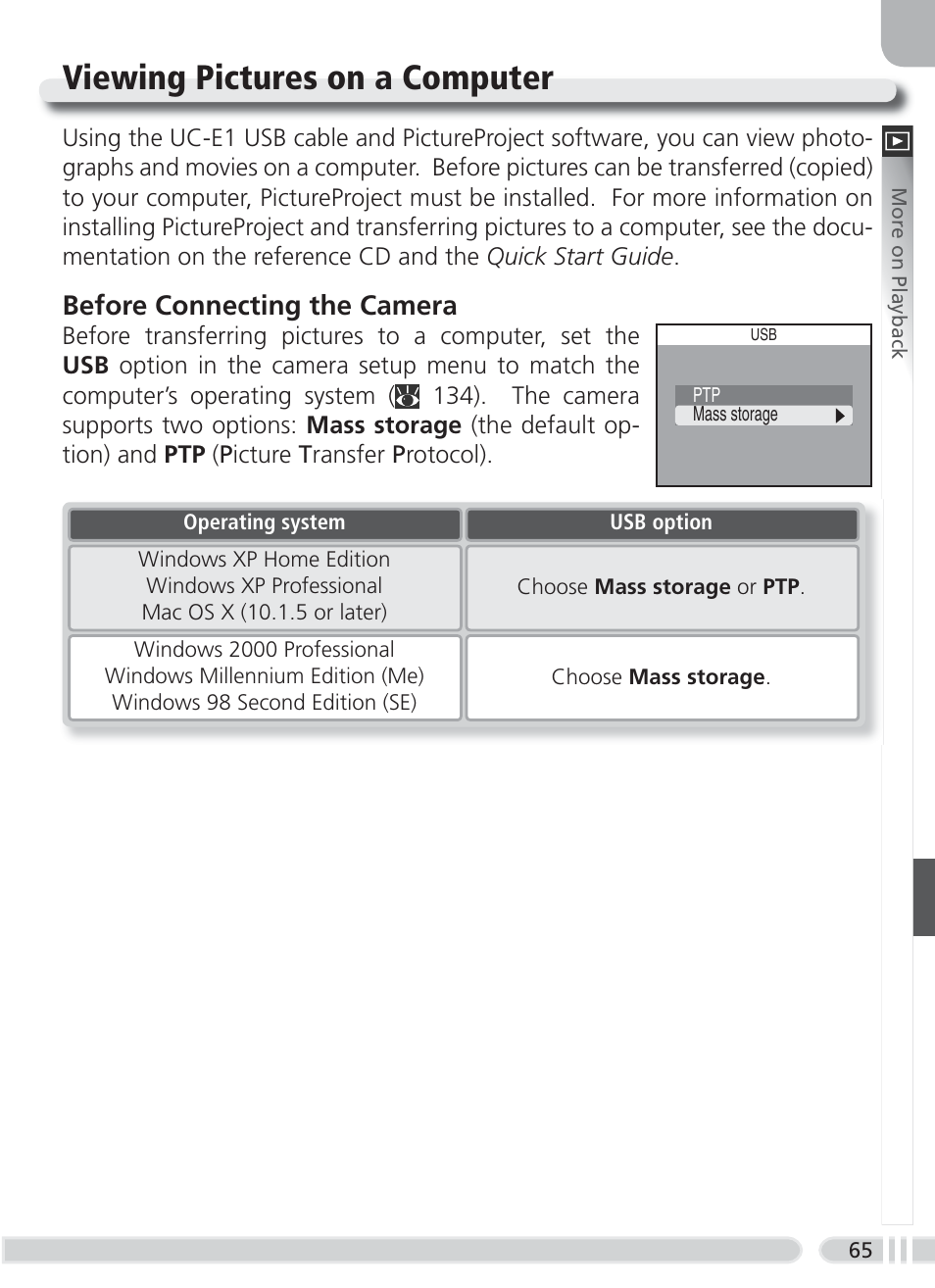 Viewing pictures on a computer, Before connecting the camera | Nikon 8700 User Manual | Page 75 / 164