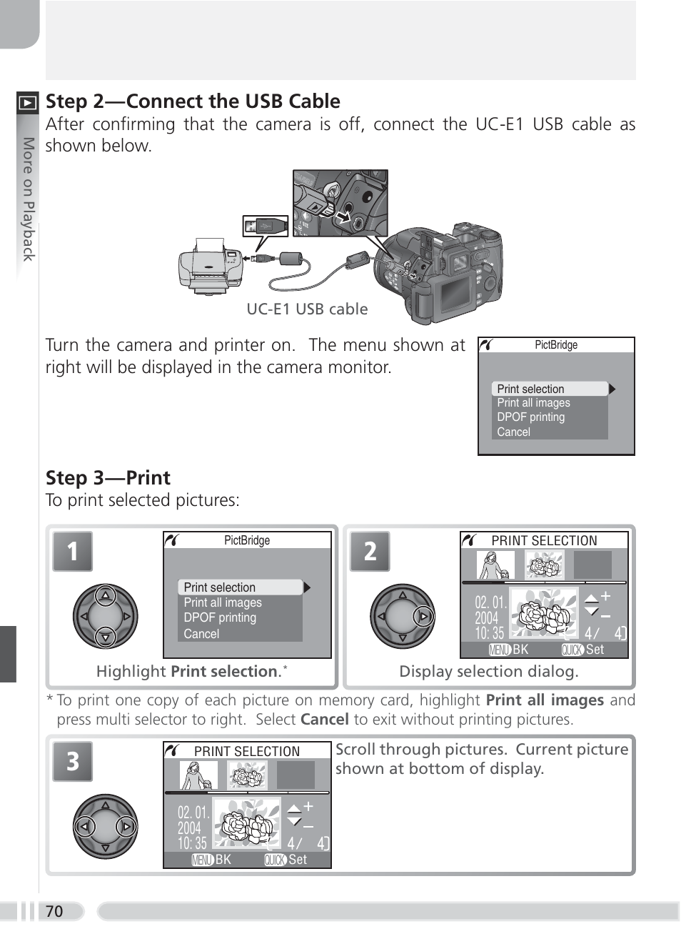 Step 2 — connect the usb cable, Step 3 — print | Nikon 8700 User Manual | Page 80 / 164