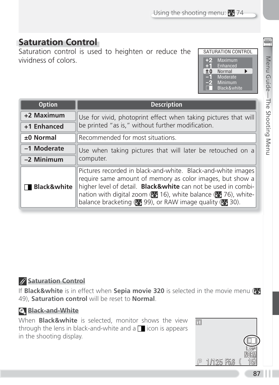 Saturation control, F5.6 | Nikon 8700 User Manual | Page 97 / 164