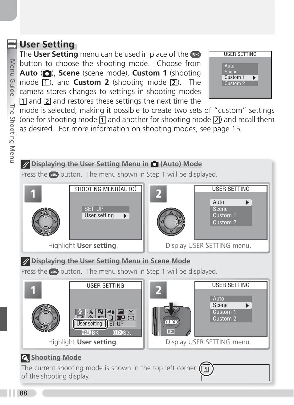 User setting | Nikon 8700 User Manual | Page 98 / 164