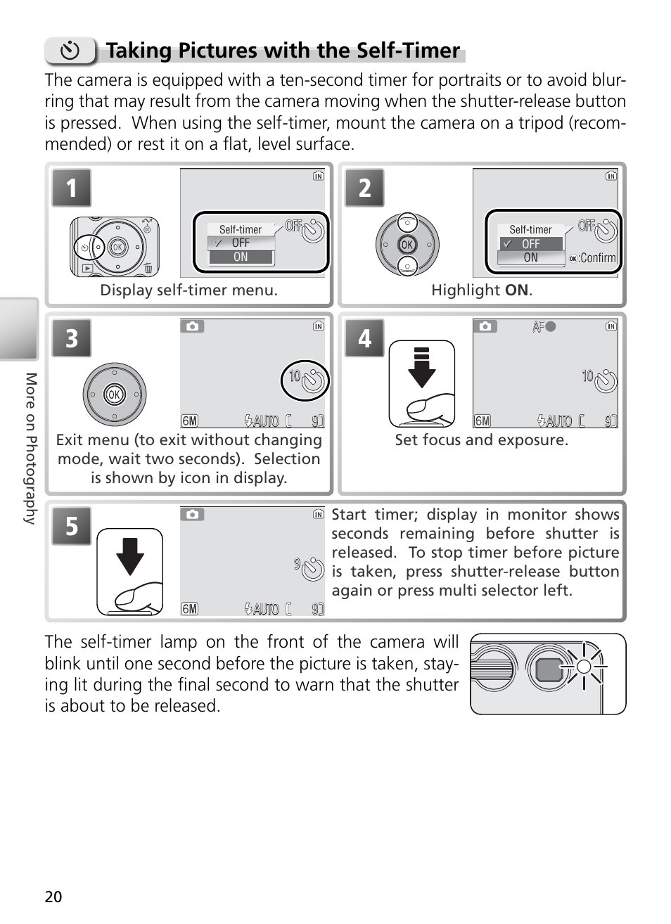 Taking pictures with the self-timer | Nikon S3 User Manual | Page 30 / 110