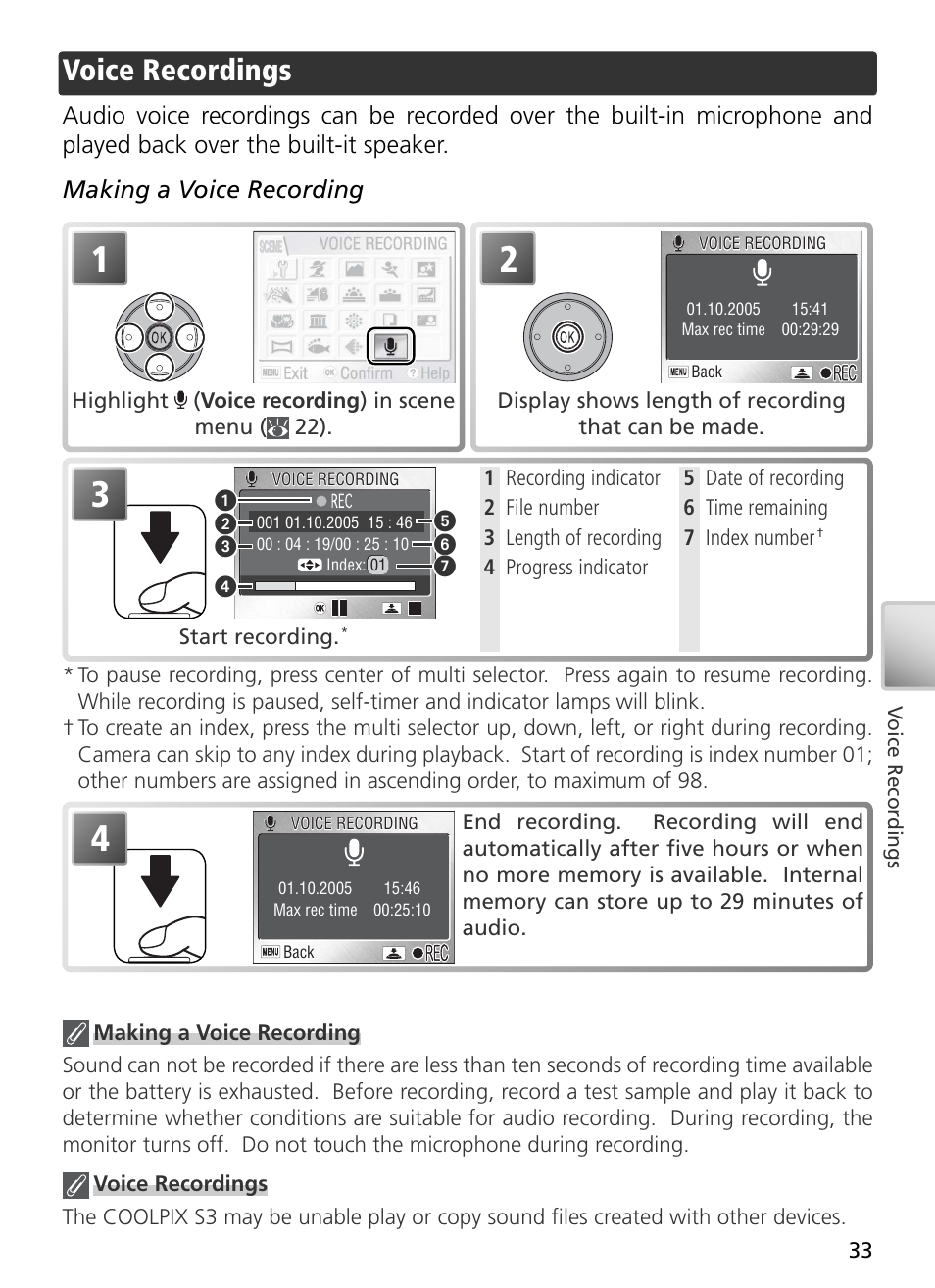 Voice recordings | Nikon S3 User Manual | Page 43 / 110