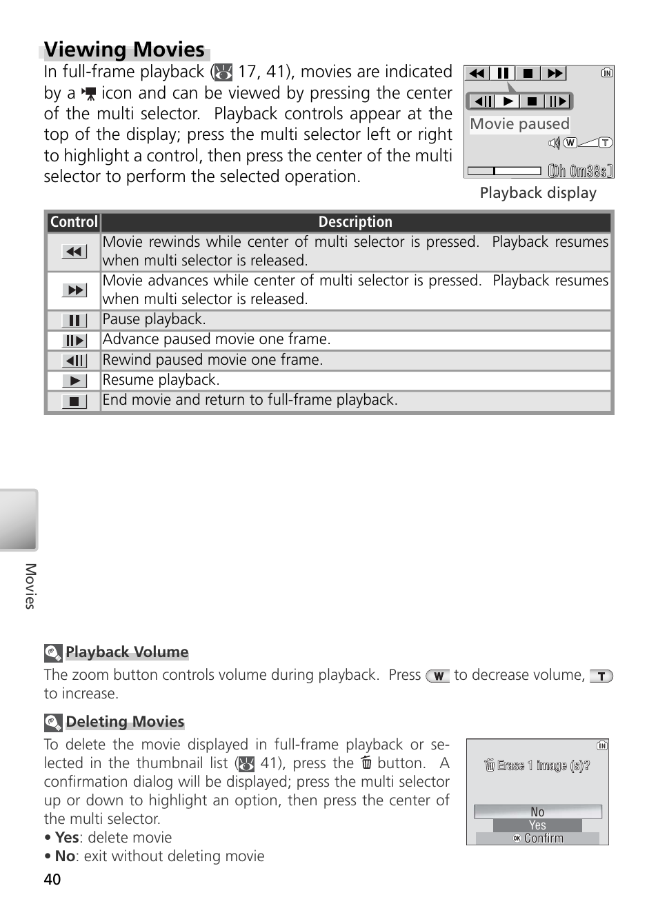 Viewing movies | Nikon S3 User Manual | Page 50 / 110