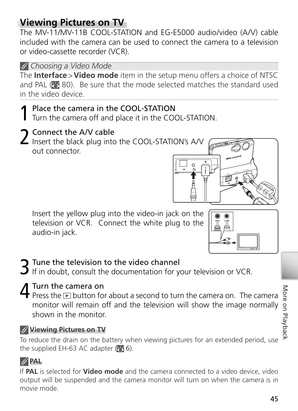 Viewing pictures on tv | Nikon S3 User Manual | Page 55 / 110