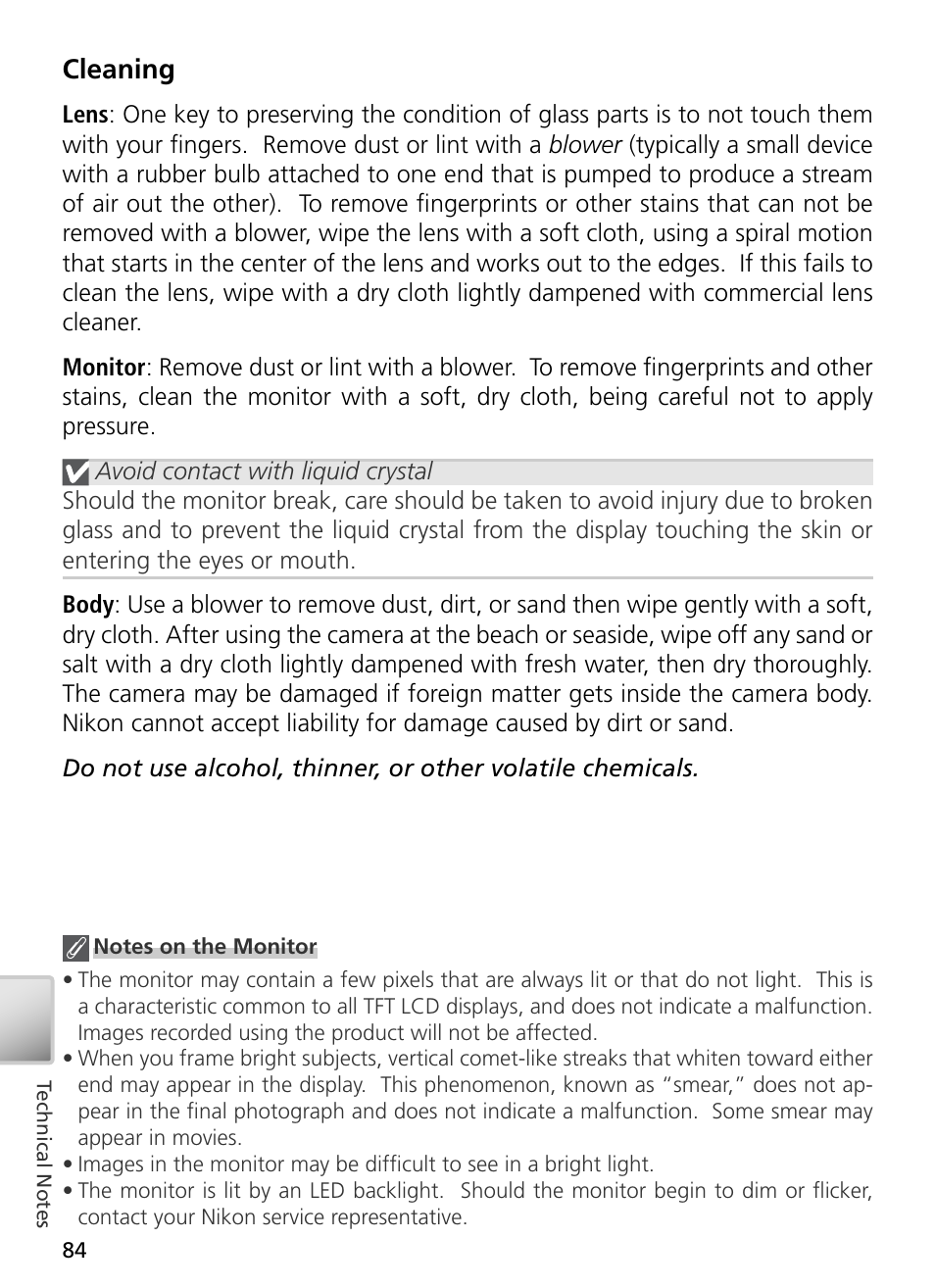 Cleaning | Nikon S3 User Manual | Page 94 / 110
