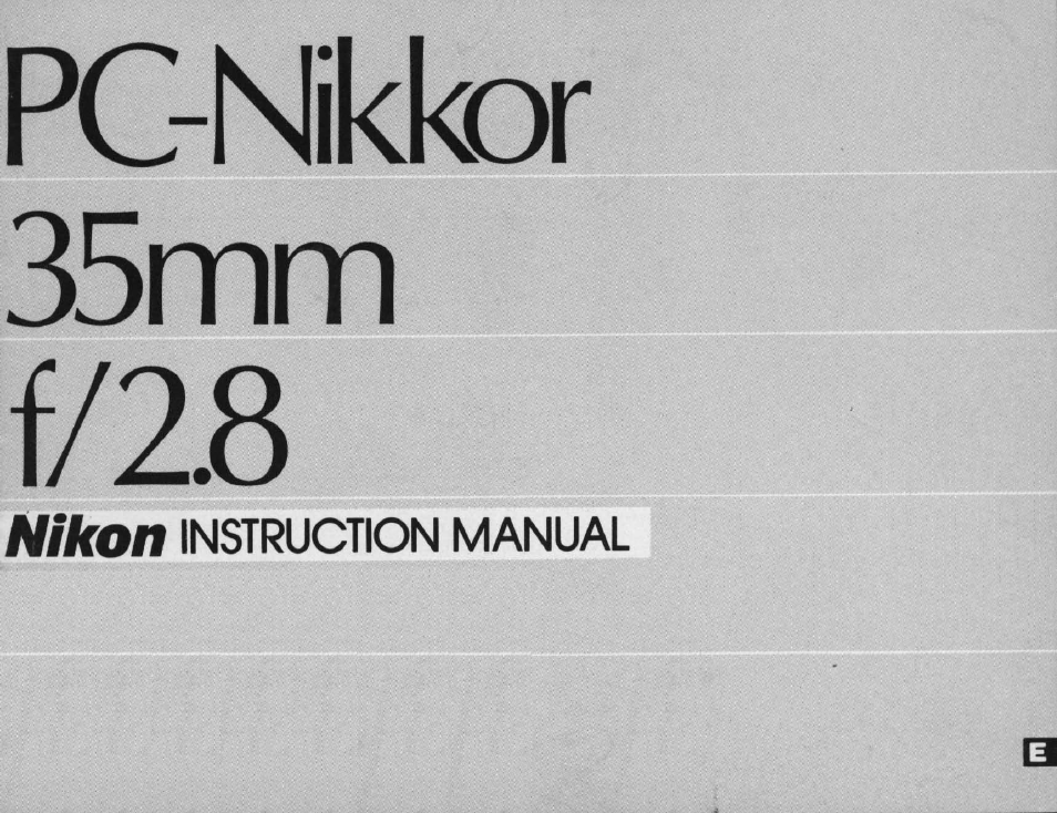 Nikon PC NIKKOR 35mm f-2.8 User Manual | 40 pages