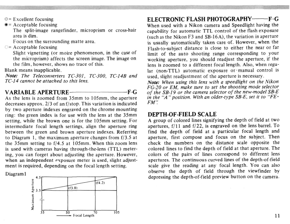 Mounting the lens a, Zooming | Nikon AI-S Zoom-NIKKOR 35-105mm f-3.5-4.5 User Manual | Page 11 / 52