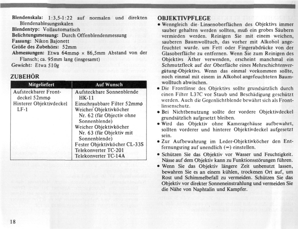 Nikon AI-S Zoom-NIKKOR 35-105mm f-3.5-4.5 User Manual | Page 18 / 52