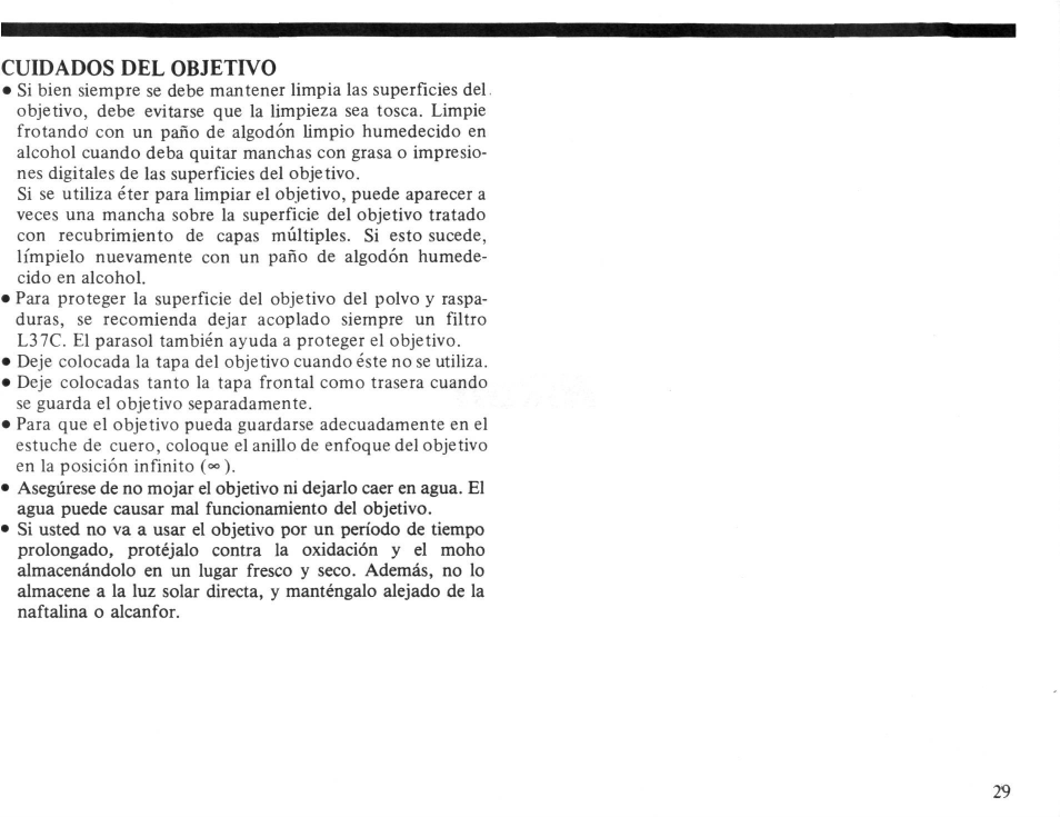 Objektivpflege | Nikon AI-S Zoom-NIKKOR 35-105mm f-3.5-4.5 User Manual | Page 29 / 52