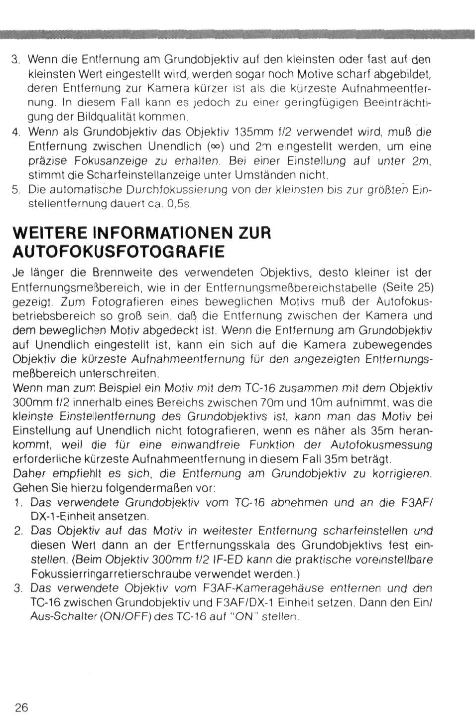Weitere informationen zur autofokusfotografie | Nikon AI-S TC-16- TC-16S User Manual | Page 26 / 54