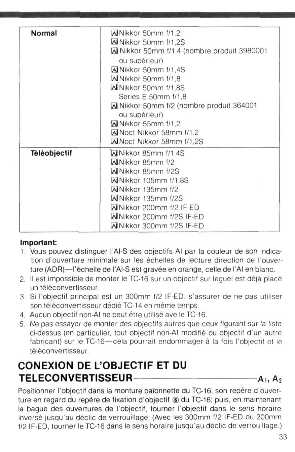 Nikon AI-S TC-16- TC-16S User Manual | Page 33 / 54