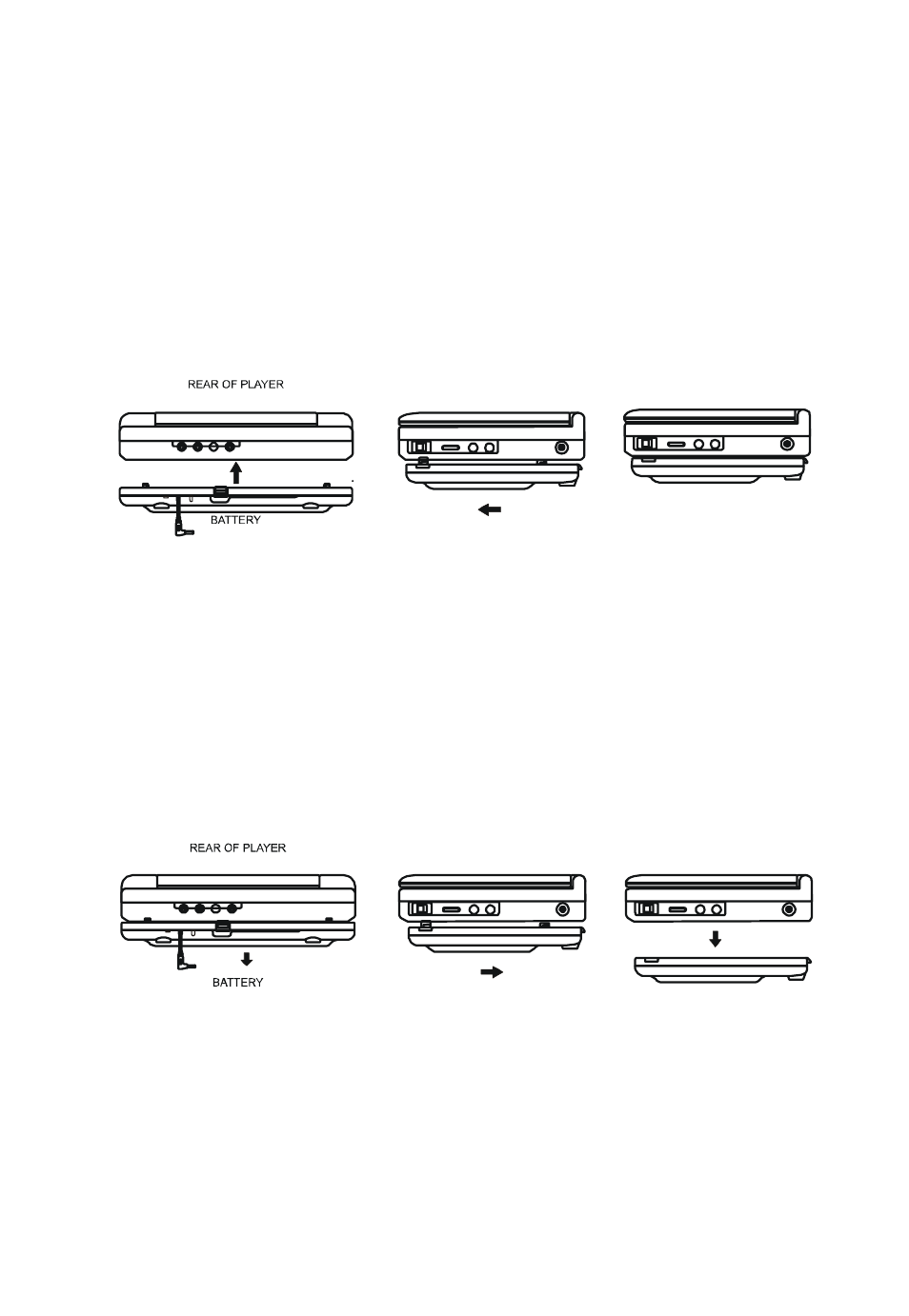 Installing the battery pack, Installing the dvd player battery, Removing the battery pack | Removing the dvd player battery | Audiovox PG300 User Manual | Page 32 / 33
