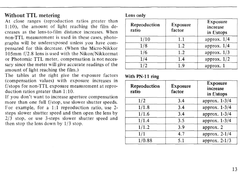 Recommended focusing screens, Focusing —continued | Nikon AI-S Micro-NIKKOR 105mm f-2.8 User Manual | Page 13 / 54