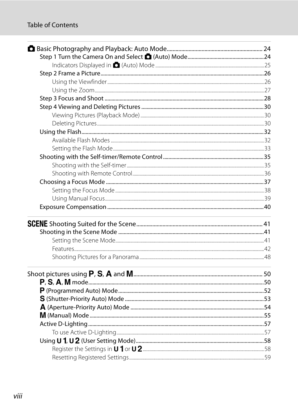 Viii | Nikon P6000 User Manual | Page 10 / 220