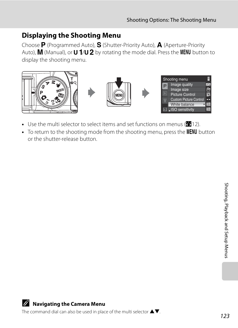 Displaying the shooting menu | Nikon P6000 User Manual | Page 137 / 220