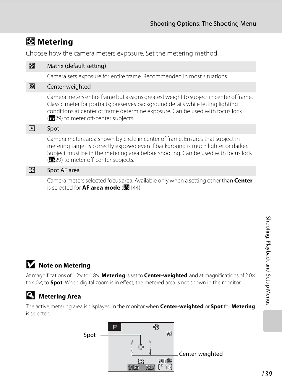 Metering, G metering, A139) | A139 | Nikon P6000 User Manual | Page 153 / 220