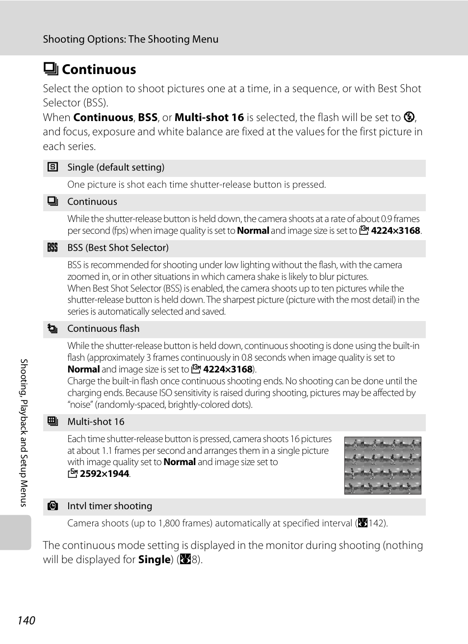 Continuous, C continuous, A140) | A140, A140) o | Nikon P6000 User Manual | Page 154 / 220