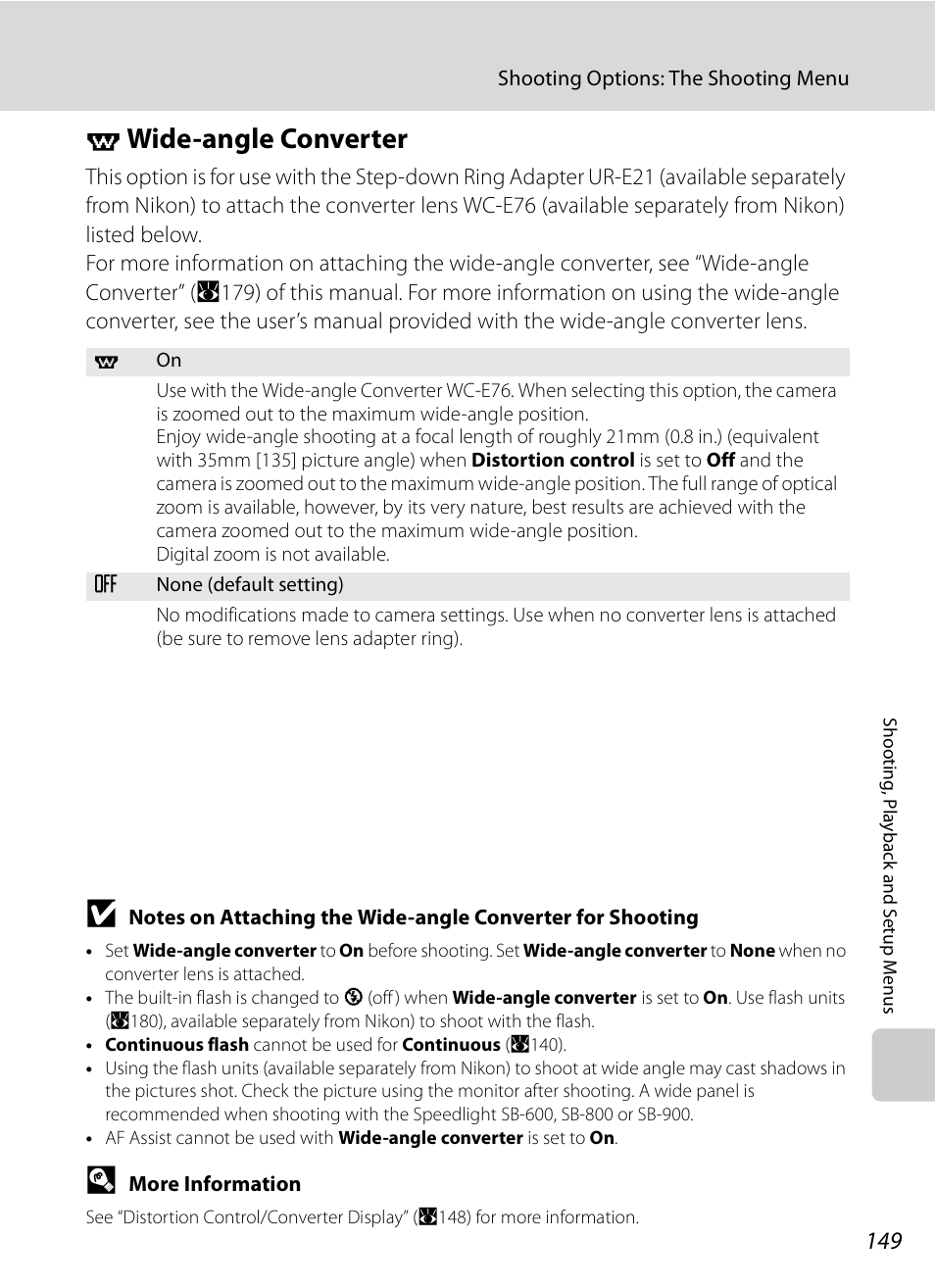 Wide-angle converter, X wide-angle converter, A149 | A149) | Nikon P6000 User Manual | Page 163 / 220