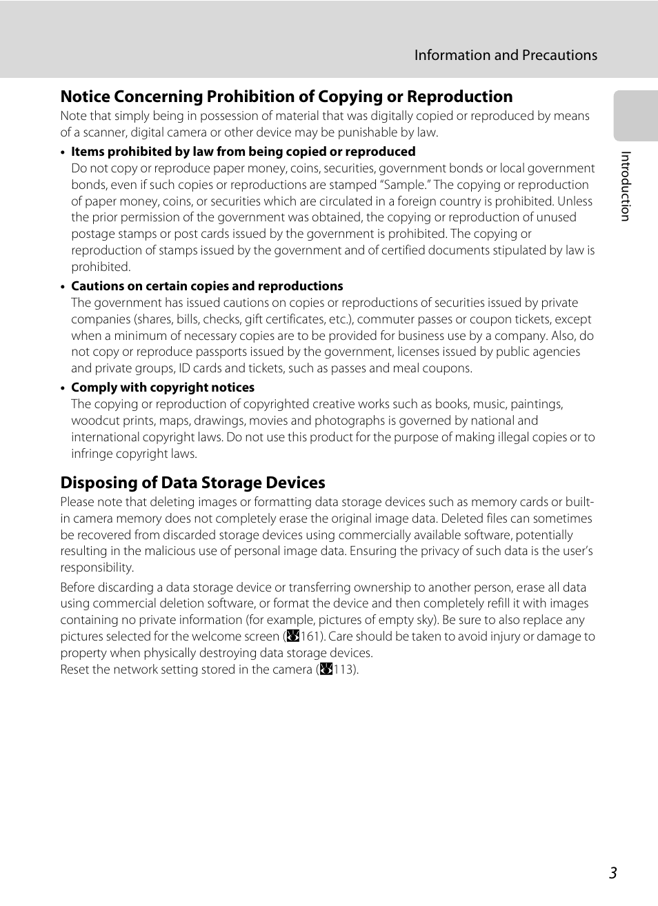 Disposing of data storage devices | Nikon P6000 User Manual | Page 17 / 220