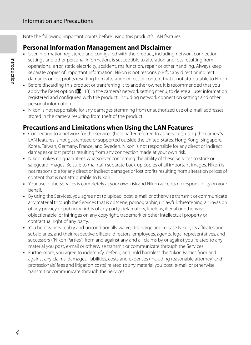 Personal information management and disclaimer | Nikon P6000 User Manual | Page 18 / 220