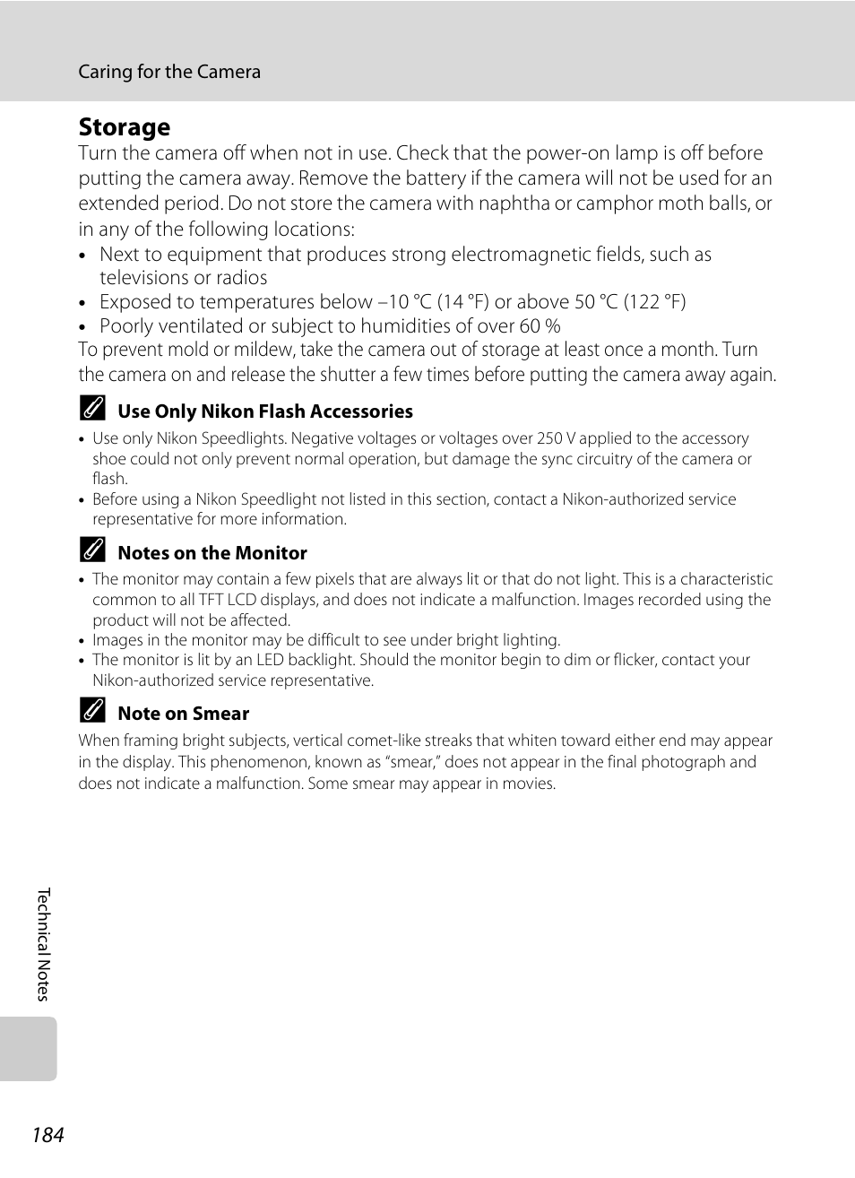 Storage | Nikon P6000 User Manual | Page 198 / 220