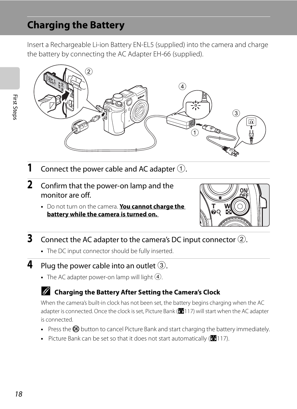 Charging the battery | Nikon P6000 User Manual | Page 32 / 220